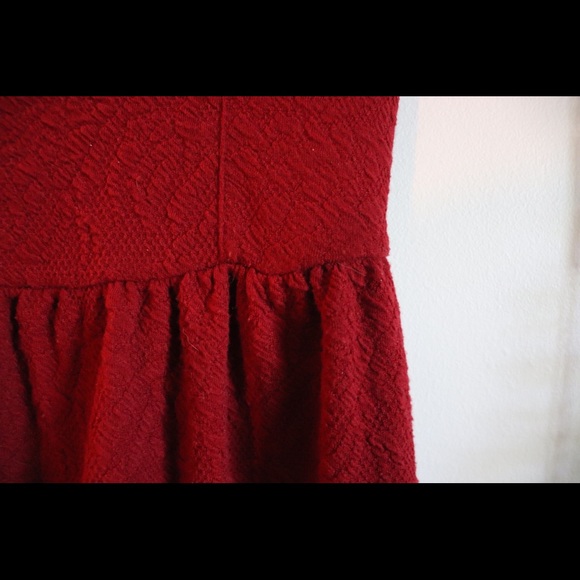 Solid Red/Textured Dress - Picture 3 of 3